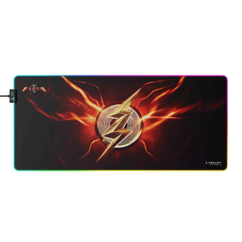 Cybeart Licensed The Flash Aurora RGB XXL Gaming MousePad - The Flash Edition - حصيرة فأرة